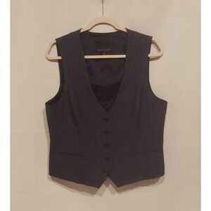 Banana Republic Womens Navy Blue 95% Wool Button-Up Lined Vest Size 14